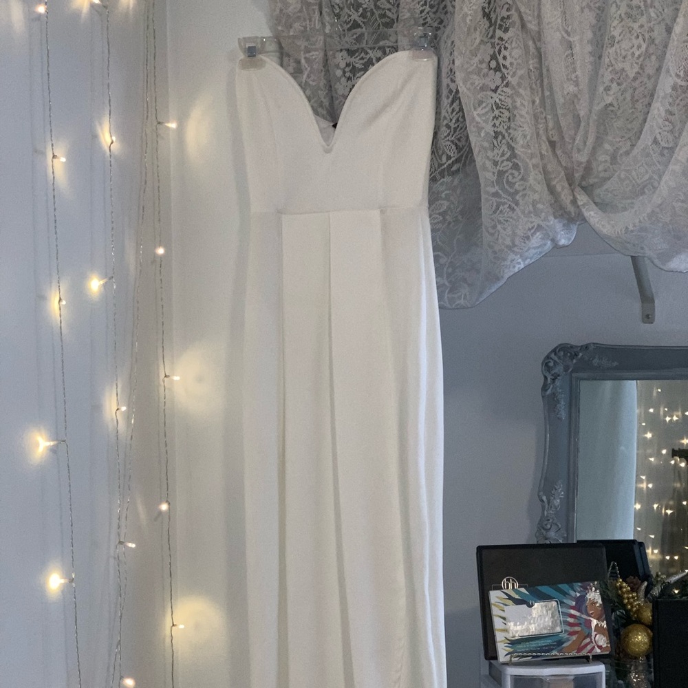 White High Slit Bandeau Maxi Dress ✨